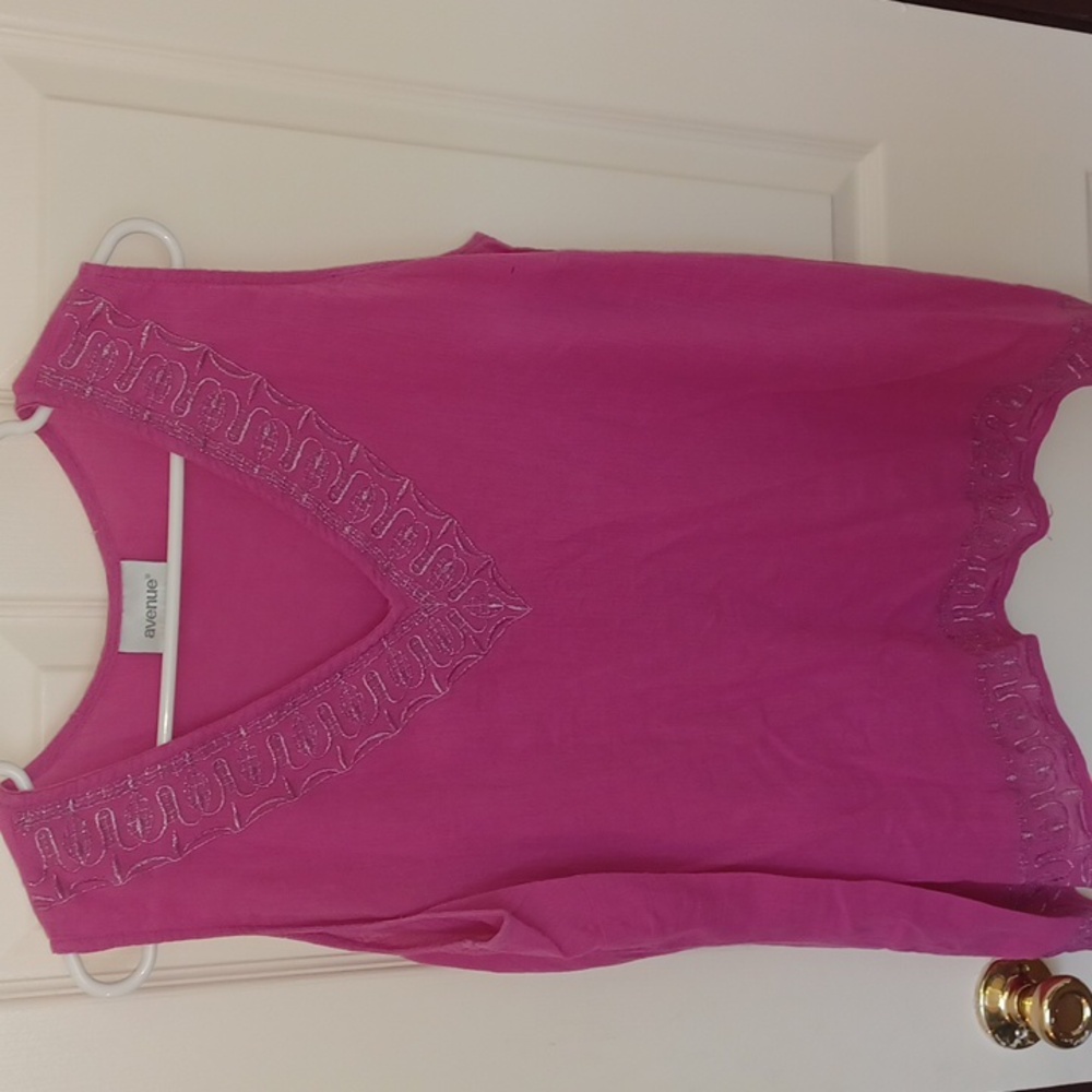 Plus Size Hot Pink Embroidered Tank